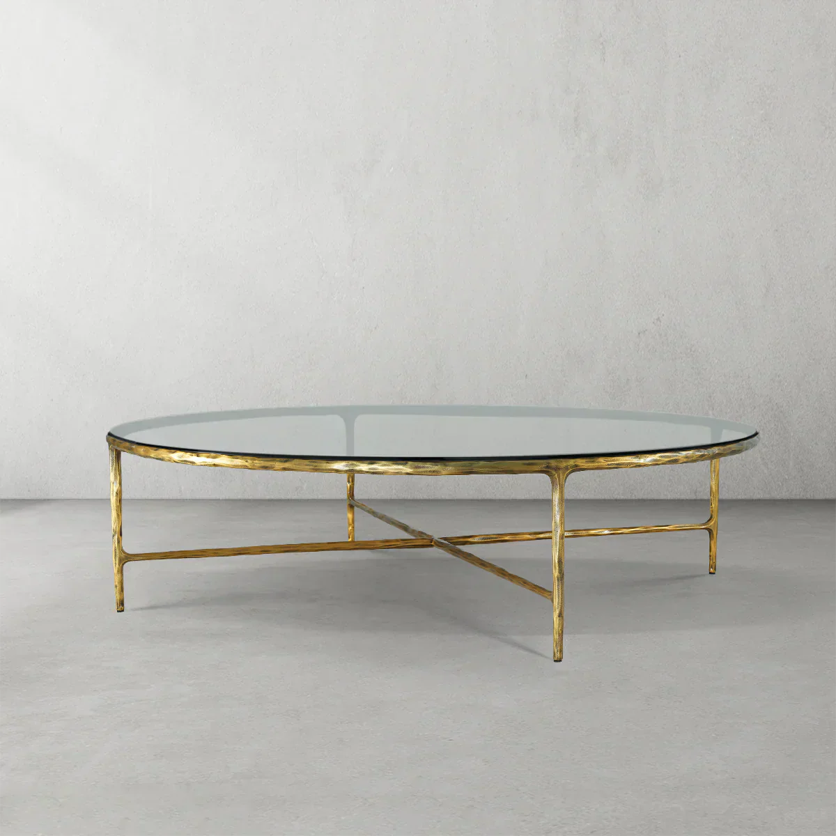 Hand-Forged Metal Glass Round Coffee Table 36" 55"