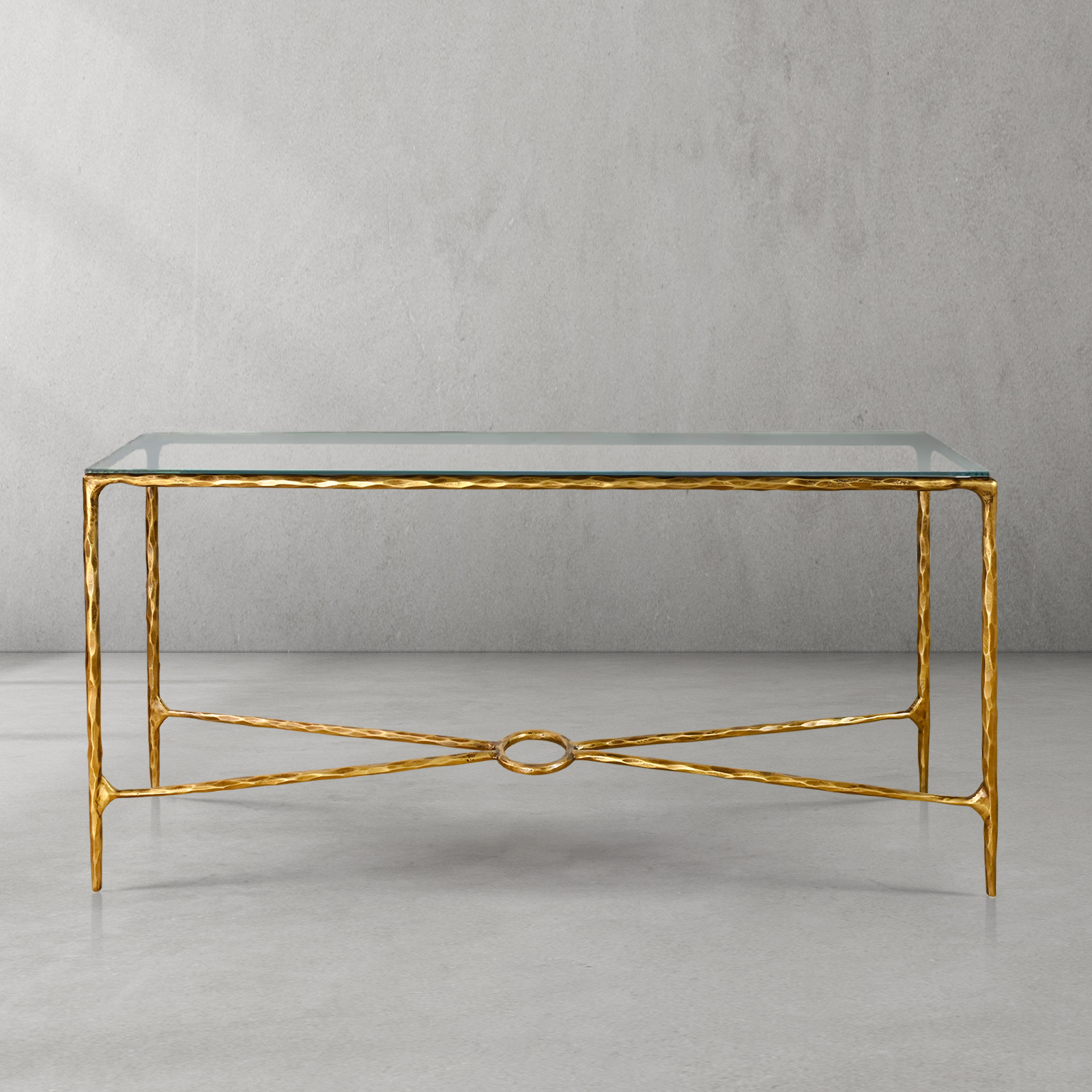 Hand-Forged Metal Rectangle Glass Console Table 60" 72"