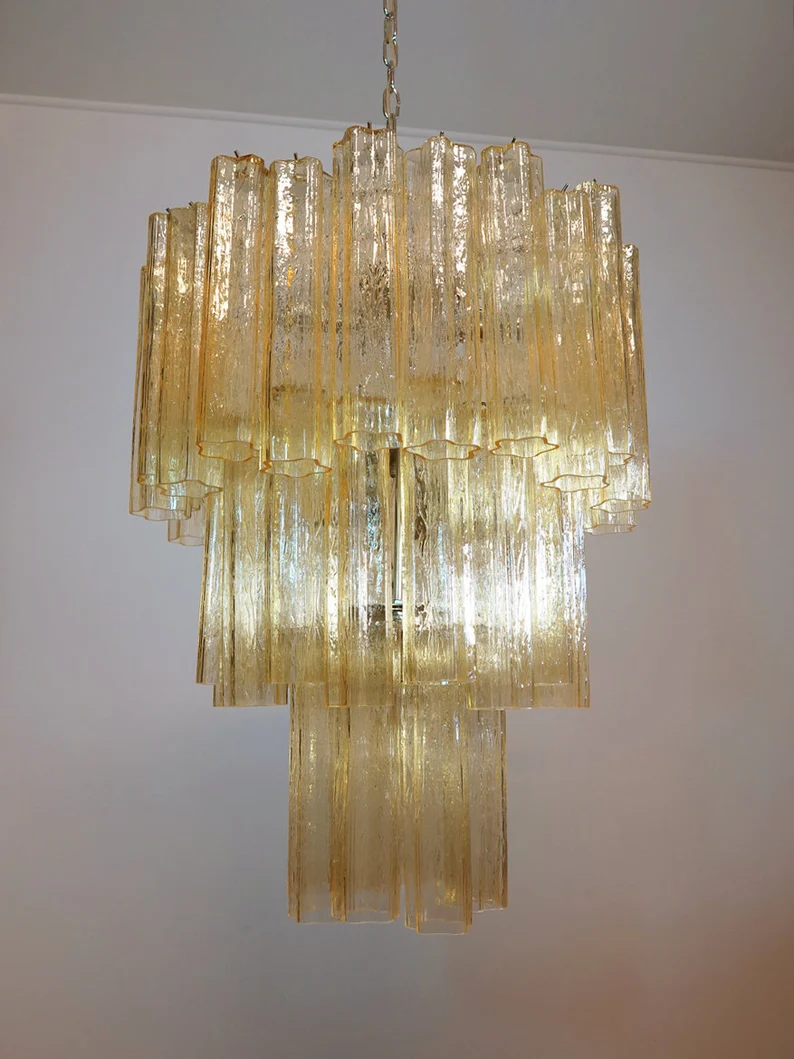 Murano Chandelier 48 Yellow Glass Tubes